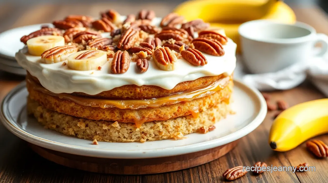 Banana Caramel Pecan Layer Cake: A Decadent Slice of Heaven