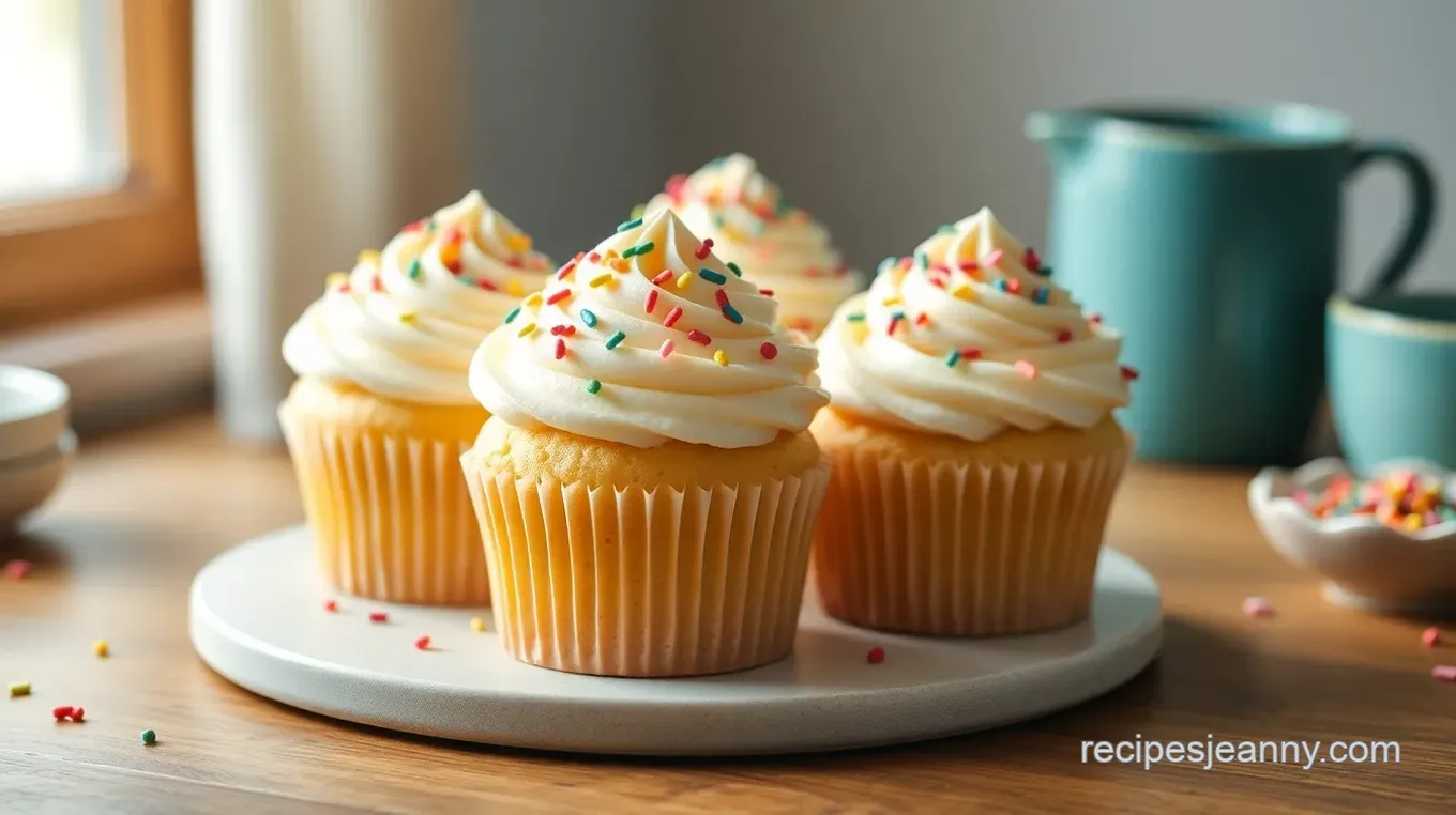 Delightful Vanilla Cupcakes with a Rainbow of Sprinkles