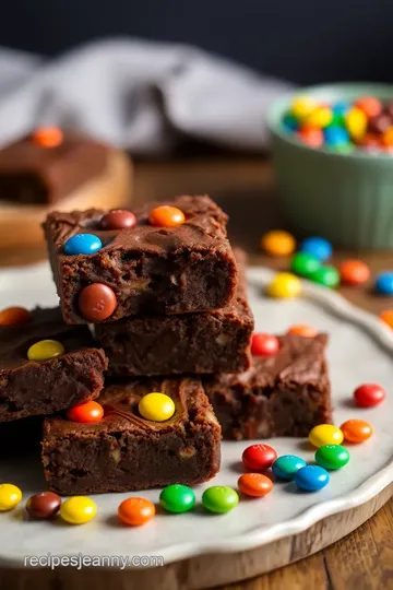 Chewy M&M Brownies presentation