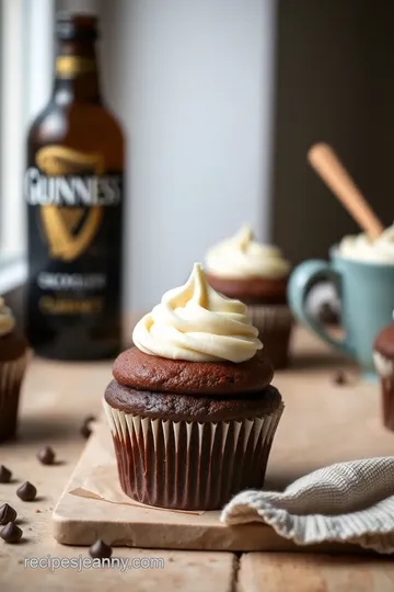 Guinness Chocolate Cupcakes with Salted Caramel presentation