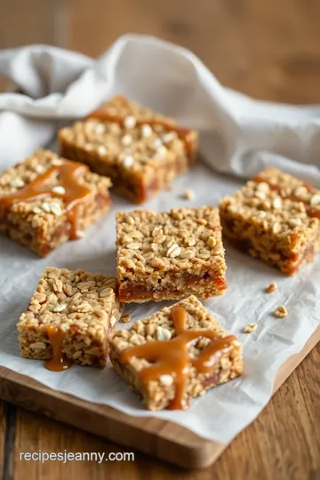 Salted Caramel Chocolate Chip Oat Cookie Bars presentation