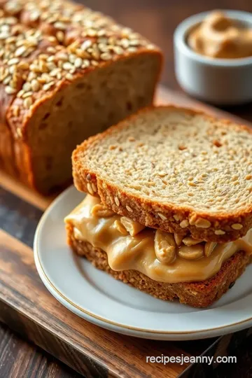 Peanut Butter and Jelly Grain Bread Sandwich presentation