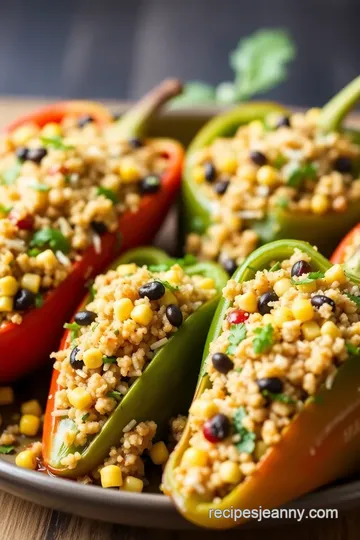 Quinoa and Black Bean Stuffed Peppers presentation