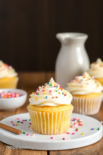 Delightful Vanilla Cupcakes with a Rainbow of Sprinkles presentation