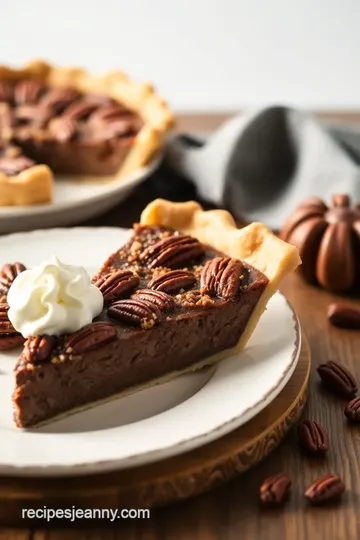 Chocolate Bourbon Pecan Pie presentation