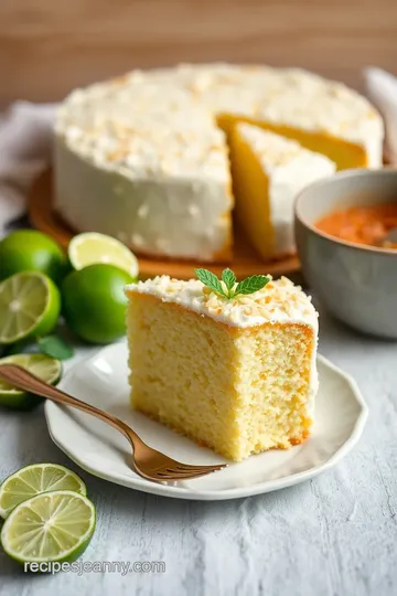 Coconut Soaked Lime Cake presentation