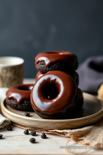 Decadent Dark Chocolate Cake Donuts presentation