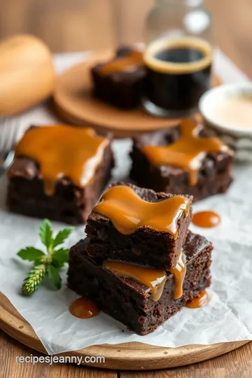 Decadent Guinness Brownies with Caramel Topping presentation