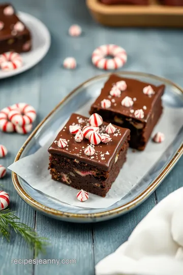 Decadent Peppermint Fudge Brownies presentation