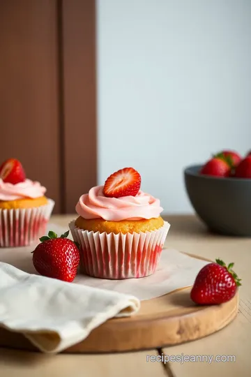 Delicious Roasted Strawberry Cupcakes presentation