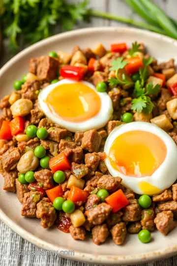 Canned Corned Beef Hash with Eggs presentation