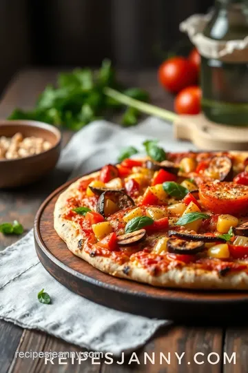 Grilled Veggie Pizza with Melted Cheese presentation