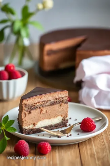 No Bake French Silk Cheesecake presentation