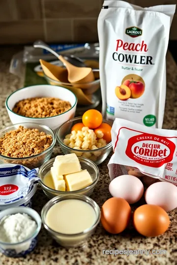 Peach Cobbler Cheesecake ingredients