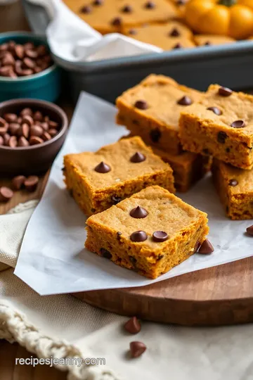 Pumpkin Pie Cookie Bars with Chocolate Chips presentation