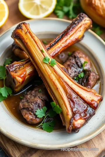 Roasted Bone Marrow Bones with Herb-Toast presentation