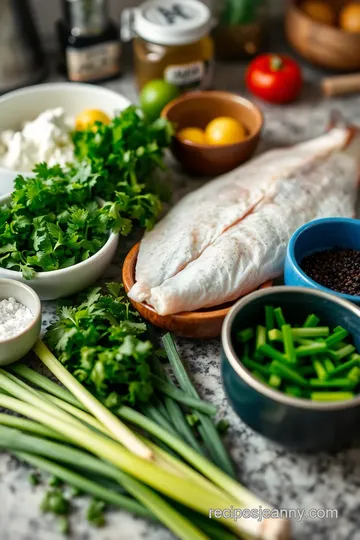 Hmong Style Steamed Snapper with Herbs ingredients